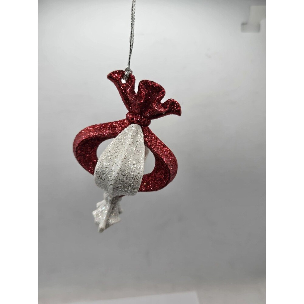 Frontgate Red and Silver Candy Wrapper Ornament